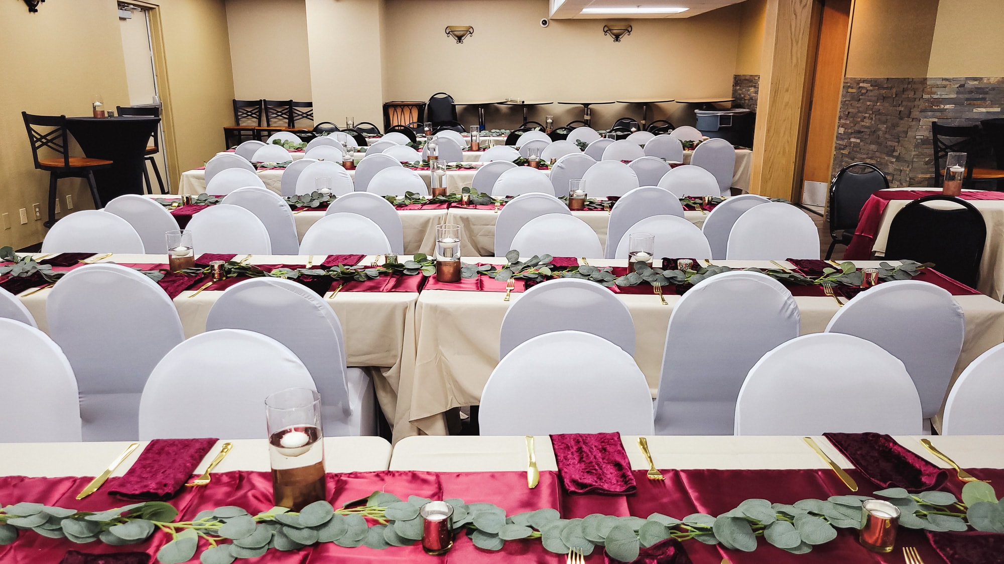 Deja Vu Event Space — formal banquet hall decorated for an event
